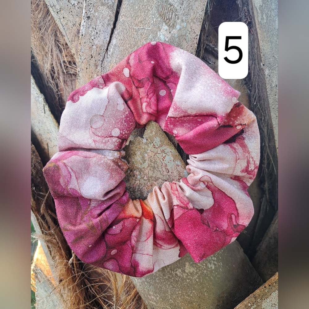 ONE Cotton Scrunchie Hair Tie Abstract Blue Purple Green Prints - Picture 11 of 16
